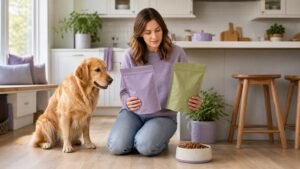 A healthy dog waiting to eat nutritious food for better gut health.