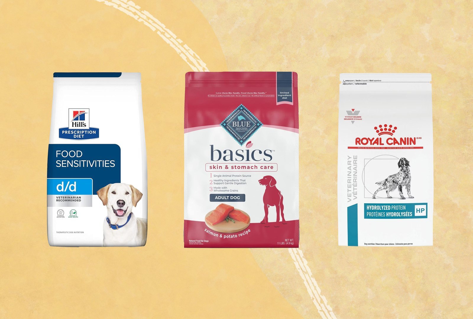 Checking the ingredient label on a bag of high-quality dog food for nutrition.