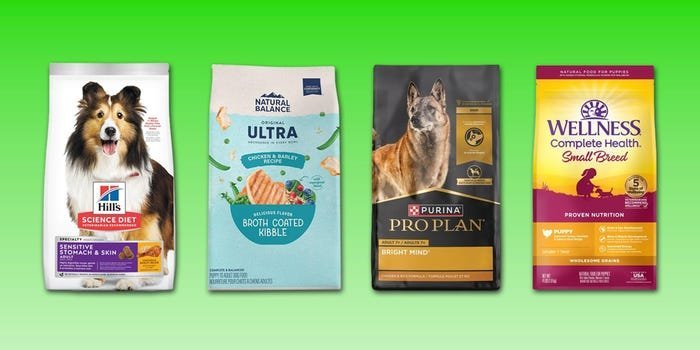 A organized workspace featuring information about high quality dog food nutrition.