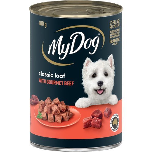 Different bags of dog food tailored for puppy and senior life stages.