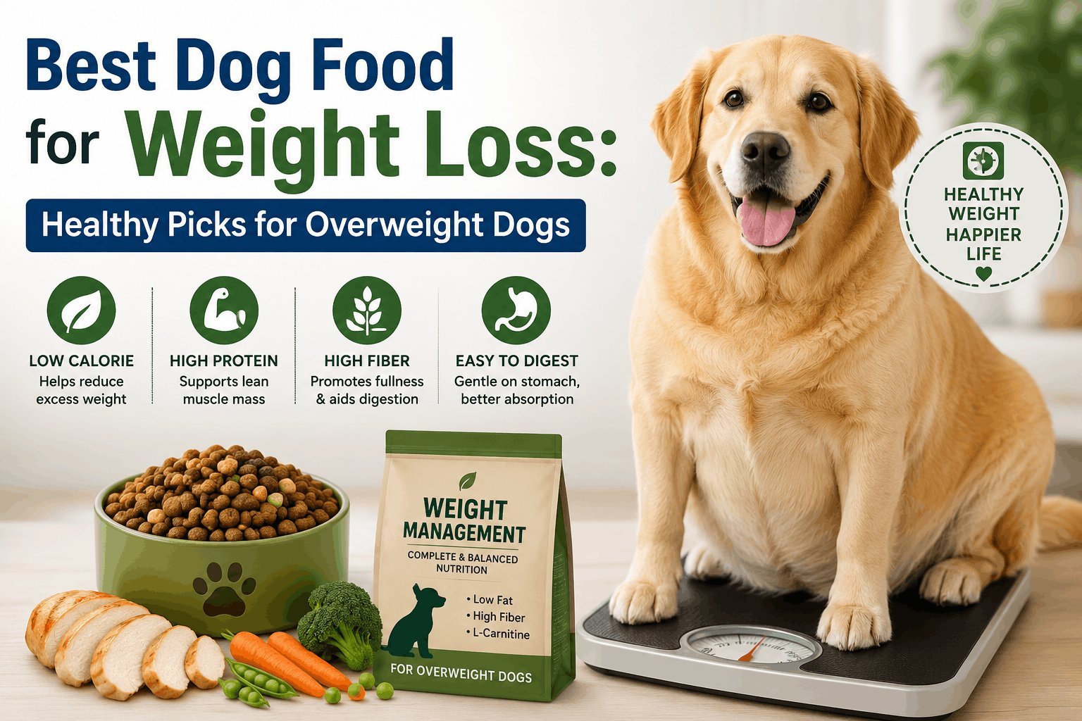 A veterinarian consulting about the best nutritional dog food in a clinic.