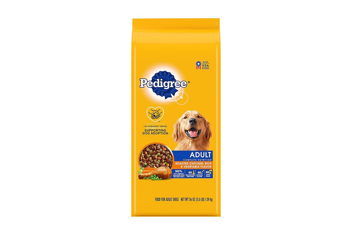 Checking the nutritional label on a bag of high quality dog food.