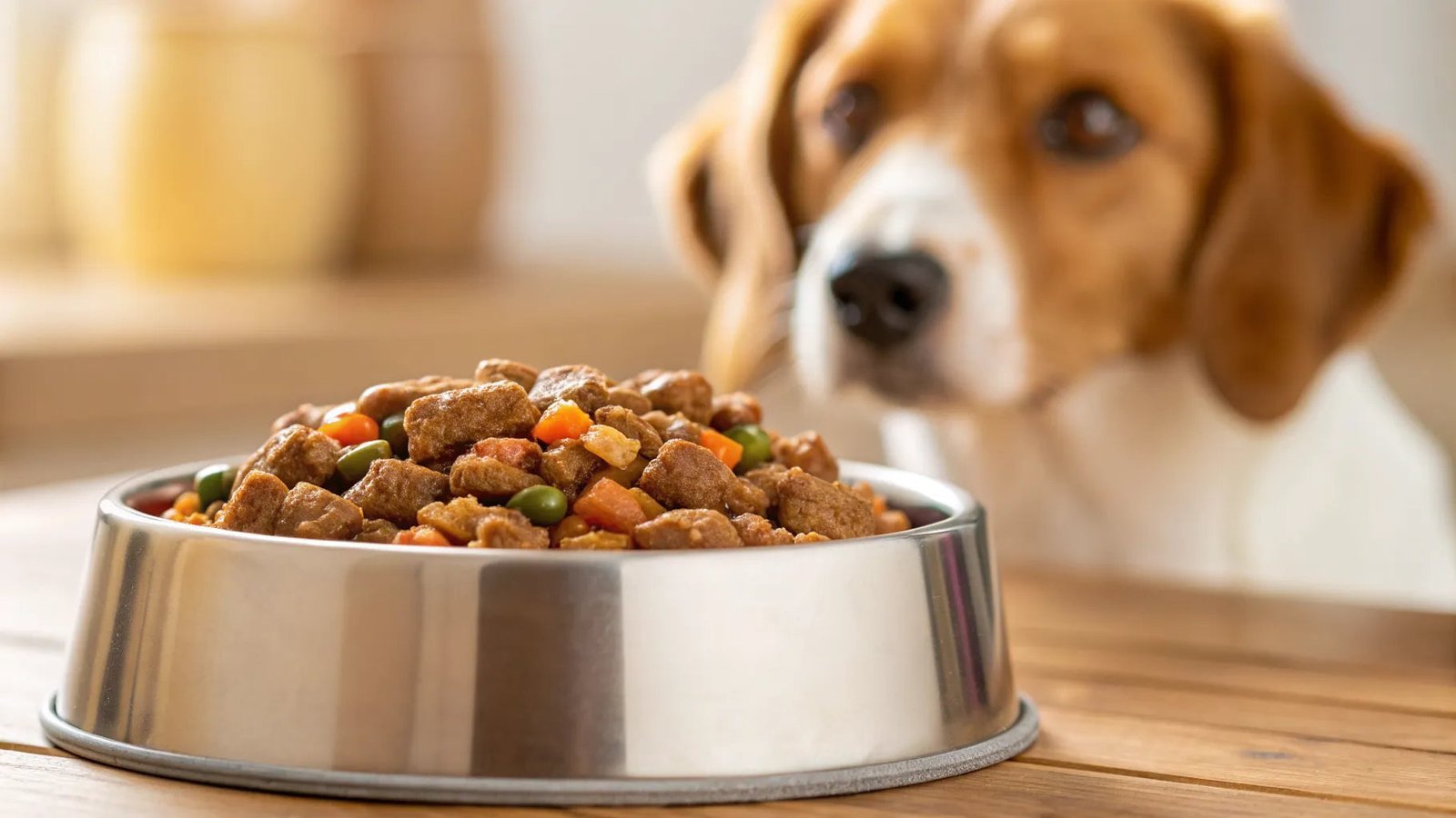 Selecting the healthiest food for your dog by checking the nutritional label.