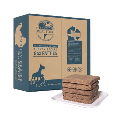 Frozen raw dog food bags stored properly in back of freezer