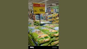 Large fifty-pound bag of dry dog food beside storage bin